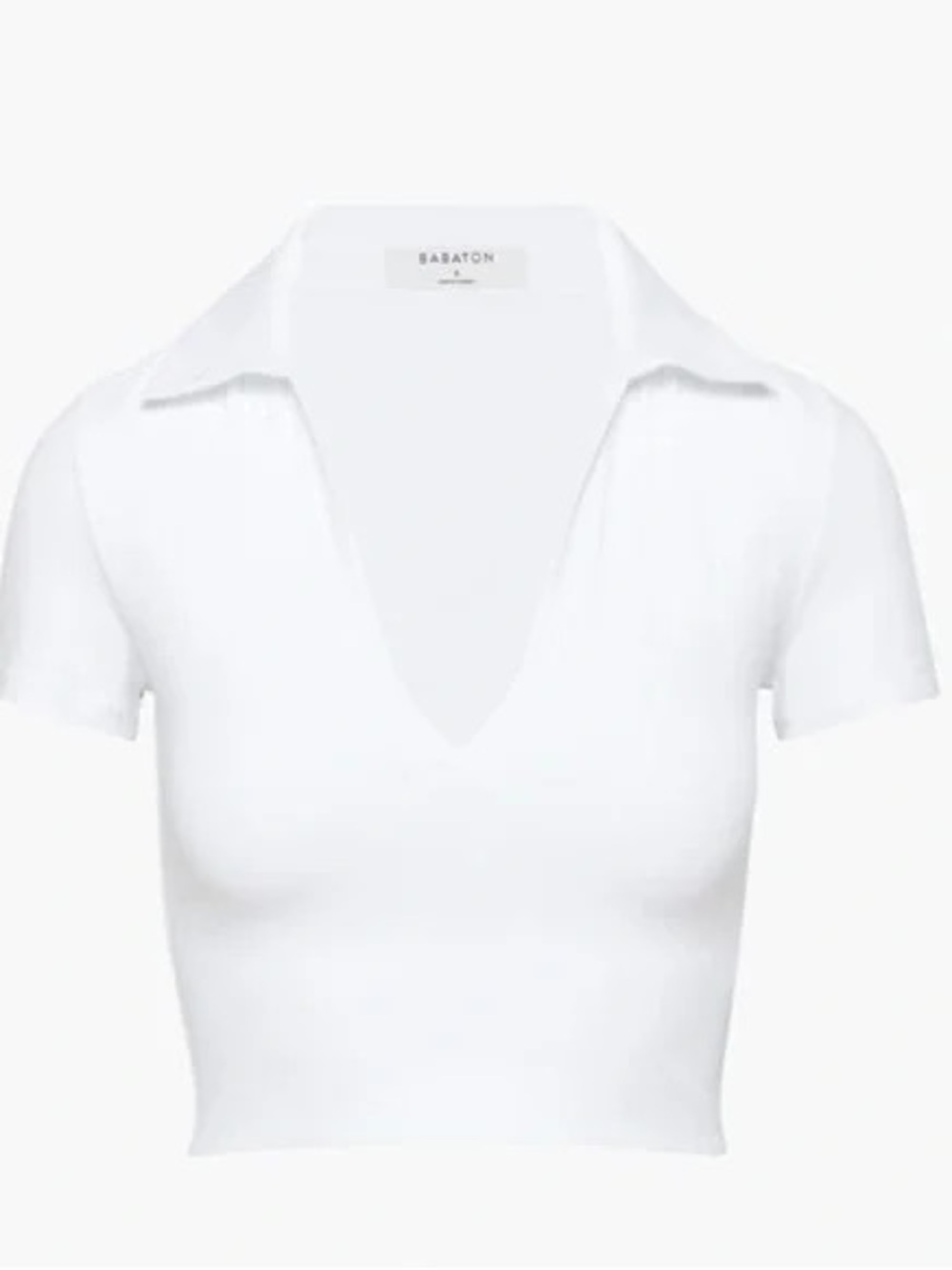 Aritzia babaton White Contour polo V-Neck Crop Top size medium